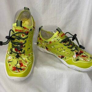 Quick Drying Water Shoes Size 6/Med ~ Neon Green Paint Splatter Design ~ Vivay